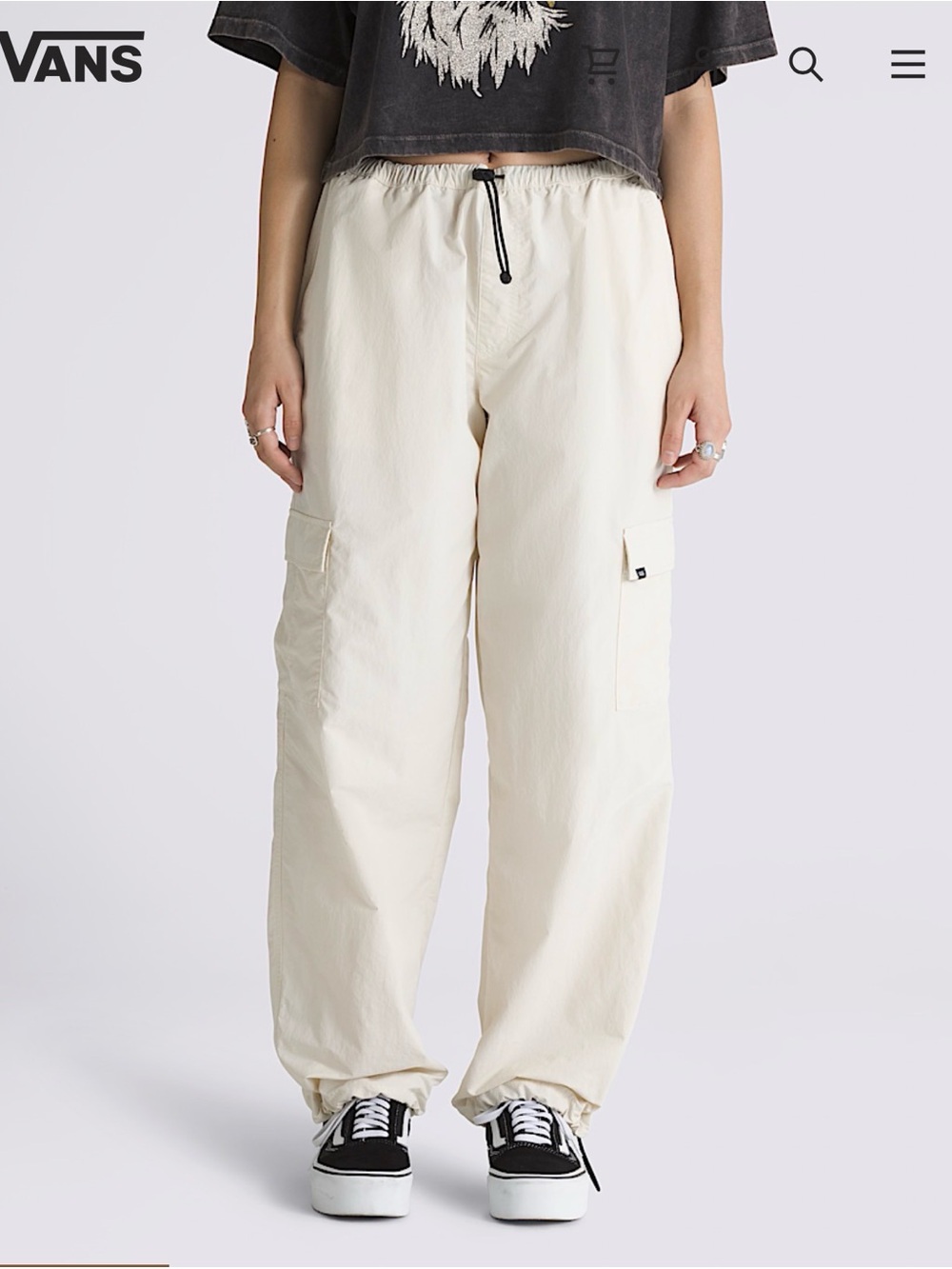 Riley Cargo Parachute Pants with Drawstring Waist